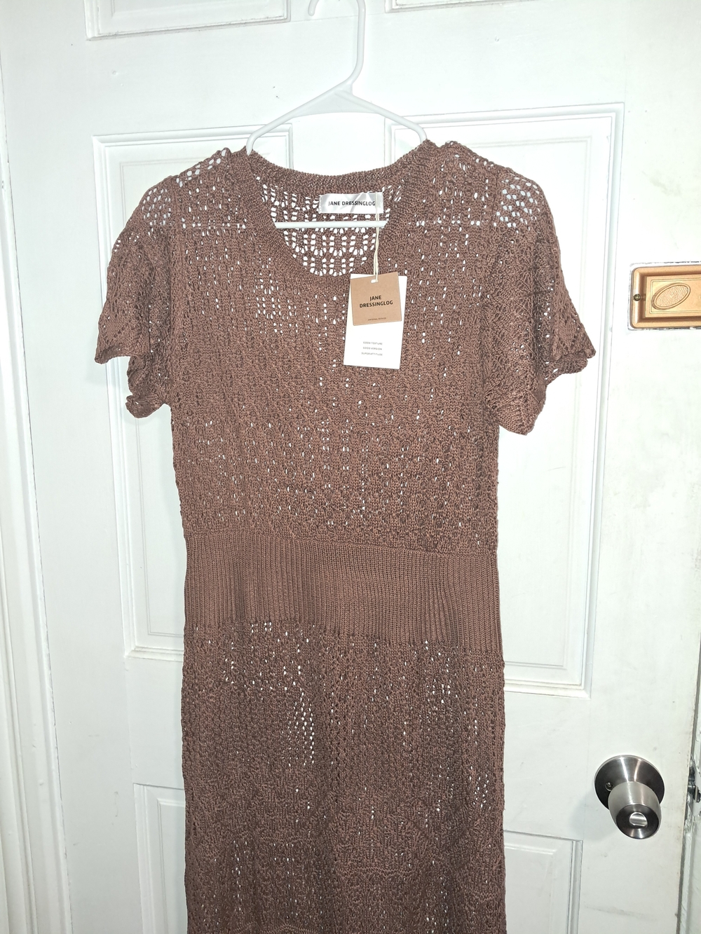 Women’s Brown Crochet Midi Dress - Jane Dressinglog - Picture 4 of 6